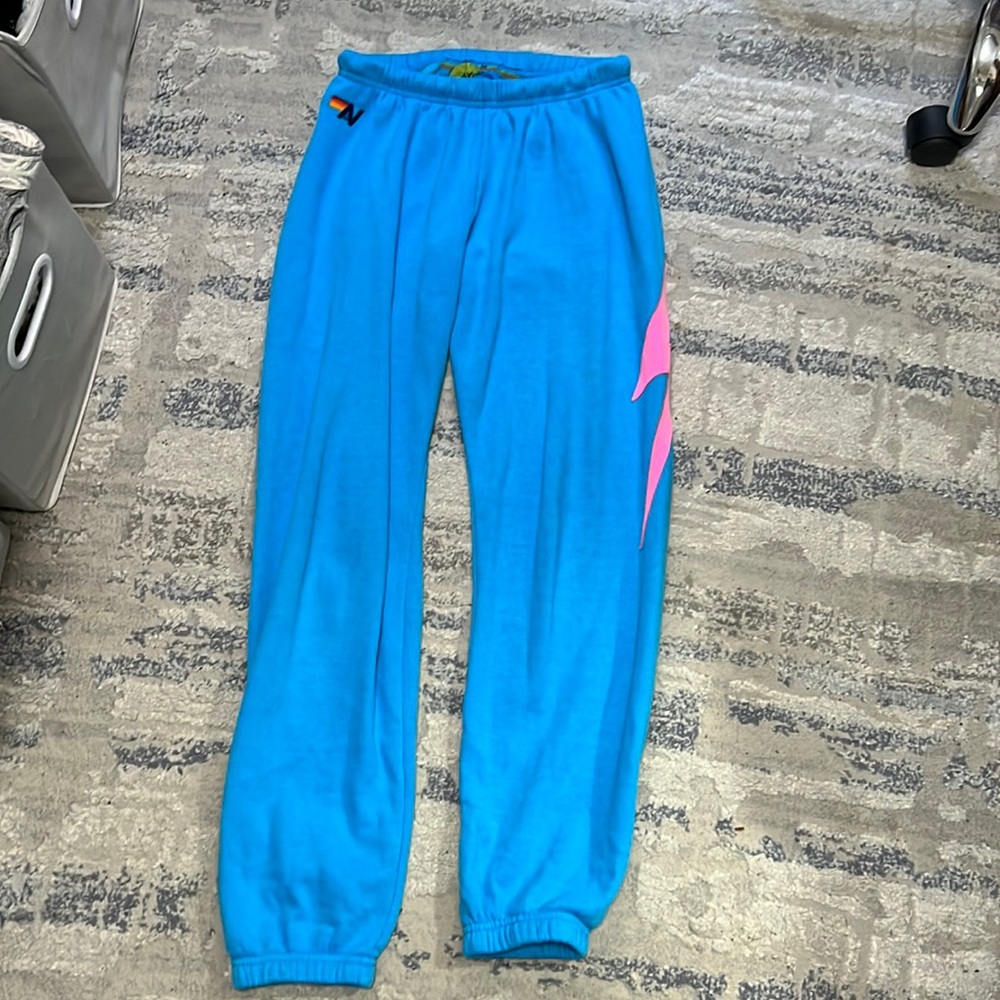 Neon blue aviator nation sweats medium